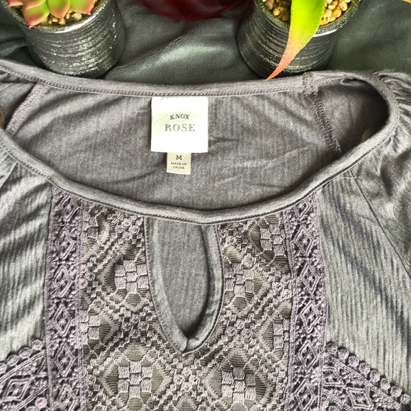 KNOX ROSE 🌹- M LT BROWN LACE NECK LINE BLOUSE - Picture 4 of 6